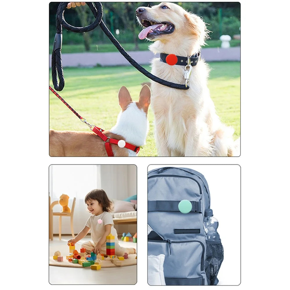 Protective Case for Apple Airtag Brooch Style Kids Pets Bluetooth-compatible Tracker Silicone Cover - Black - 2