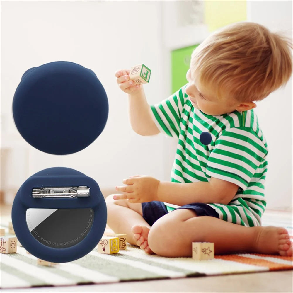 Protective Case for Apple Airtag Brooch Style Kids Pets Bluetooth-compatible Tracker Silicone Cover - Black - 5