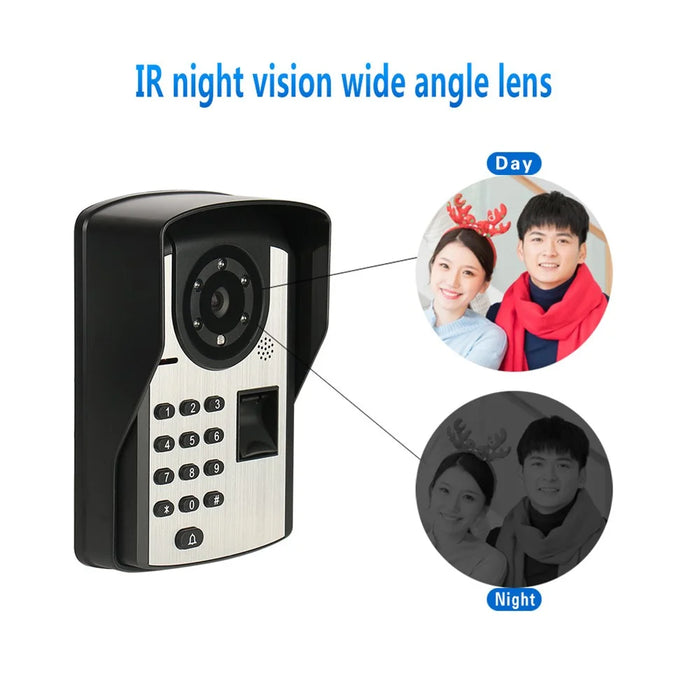 806FD11 7" Monitor HD Video Fingerprint Password Doorbell Camera with Remote Control, EU Plug - 7