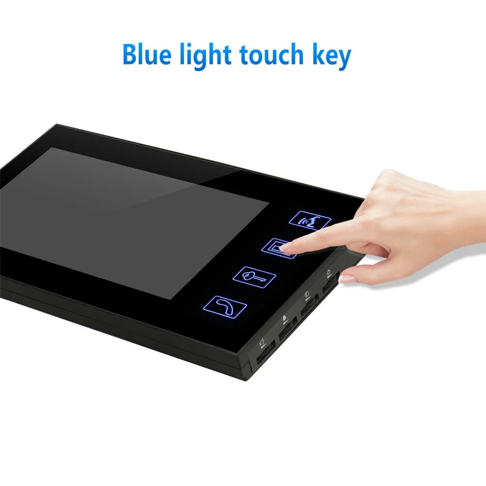 806FD11 7" Monitor HD Video Fingerprint Password Smart Doorbell Camera with Remote Control, US Plug - 5