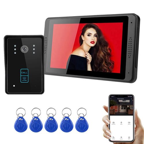 702MJID11 7-inch Monitor Tuya App WiFi Doorbell RFID Card Unlock 1080P Visual Doorbell, US Plug - 1