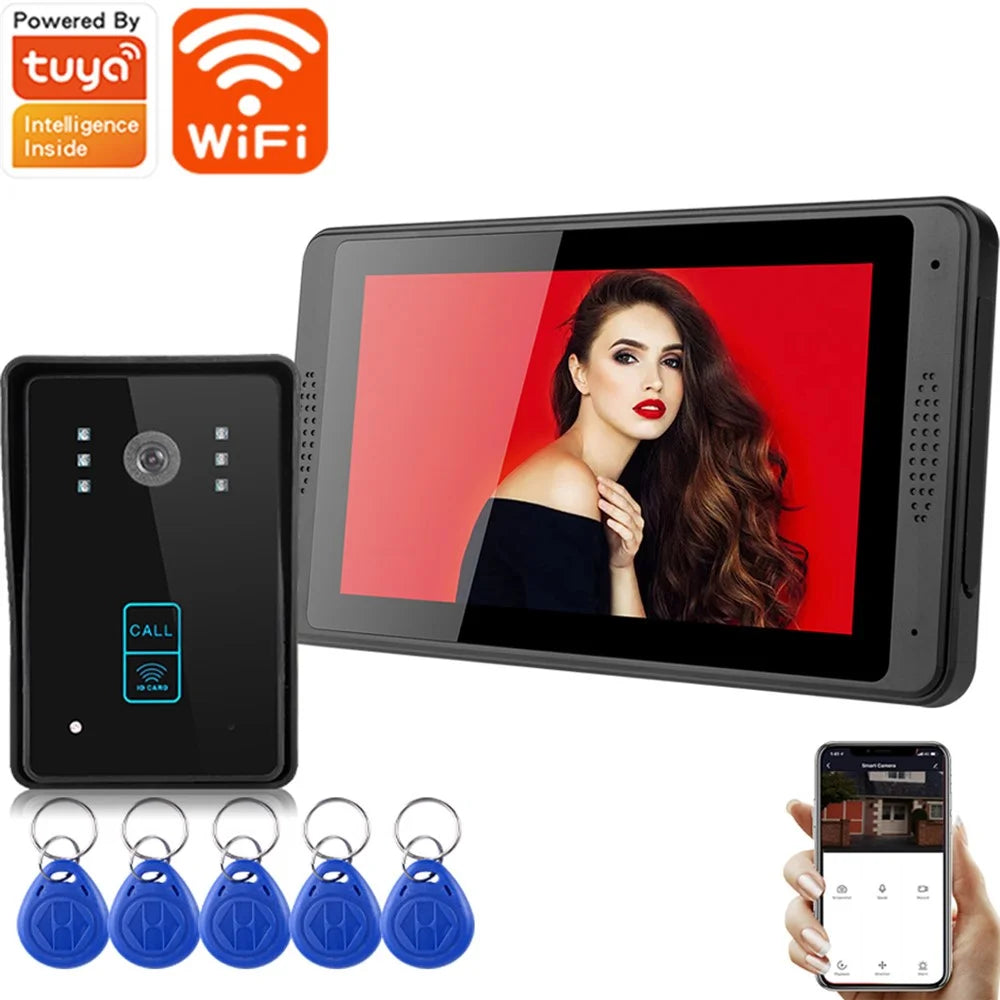 702MJID11 7-inch Monitor Tuya App WiFi Doorbell RFID Card Unlock 1080P Visual Doorbell, US Plug - 2