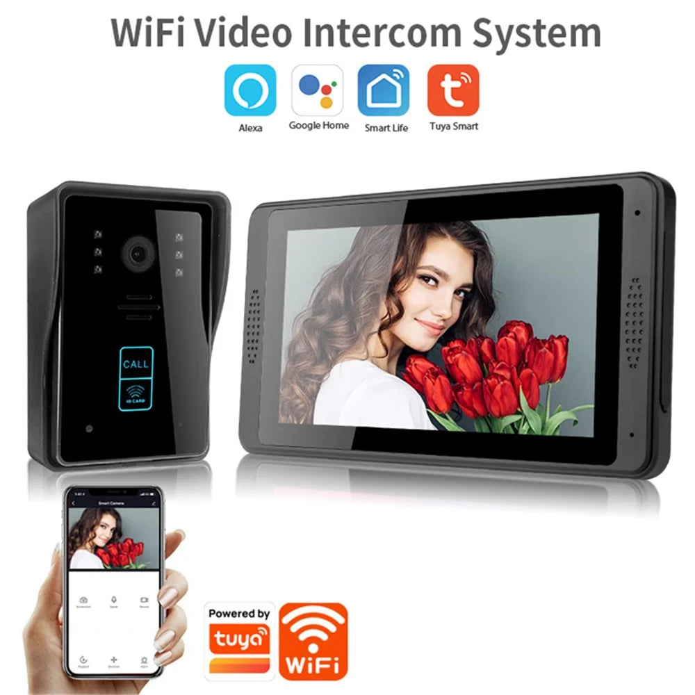 702MJID11 7-inch Monitor Tuya App WiFi Doorbell RFID Card Unlock 1080P Visual Doorbell, US Plug - 3