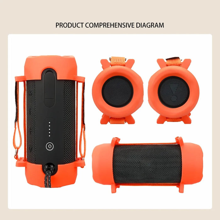 1 Pair Support Stand Case for JBL Flip Essential 2 / 3 SE Portable Bluetooth-compatible Speaker Silicone Sleeve Cover - Orange - 3