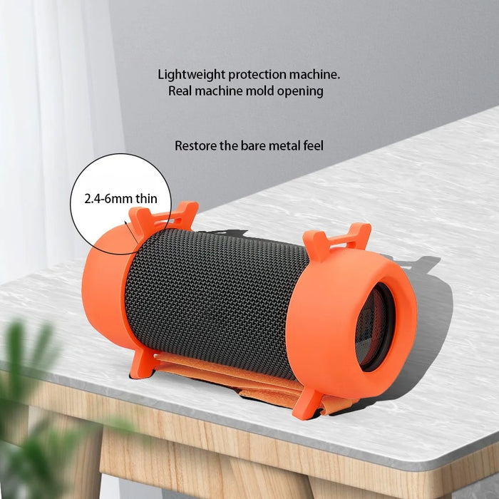 1 Pair Support Stand Case for JBL Flip Essential 2 / 3 SE Portable Bluetooth-compatible Speaker Silicone Sleeve Cover - Orange - 6