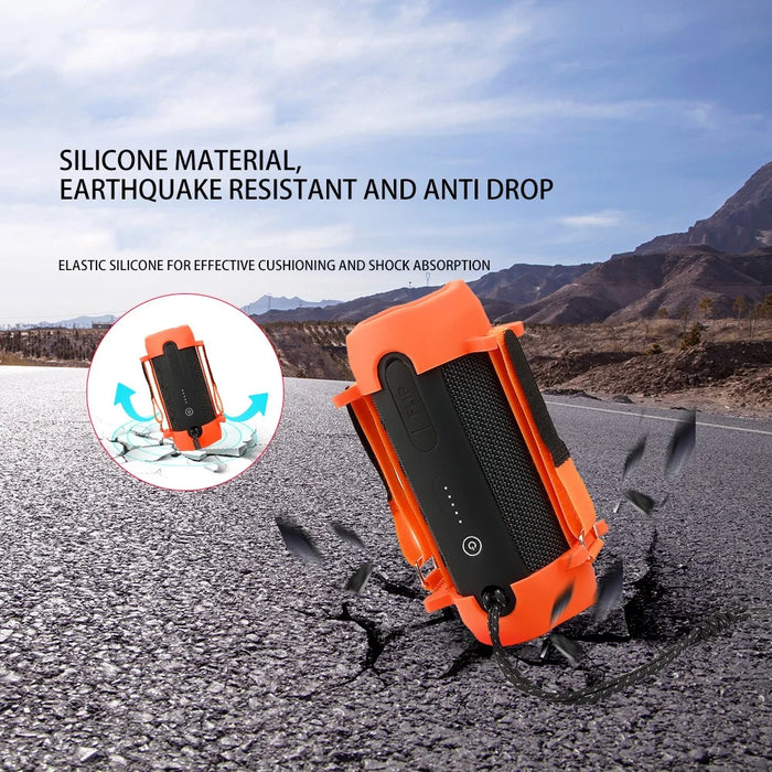 1 Pair Support Stand Case for JBL Flip Essential 2 / 3 SE Portable Bluetooth-compatible Speaker Silicone Sleeve Cover - Orange - 7