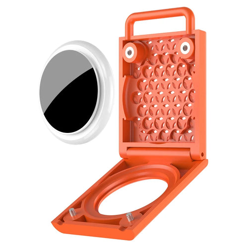For AirTag PC Keychain Holder Case Screw Full Cover GPS Tracker for Childdren, Elderly, Pet - Orange - 1