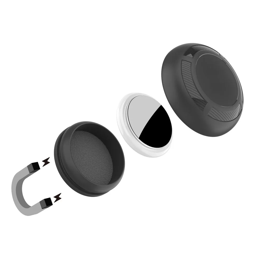 For AirTag Magnetic Case Shockproof TPU Protective Tracker Finder Cover - Black - 4