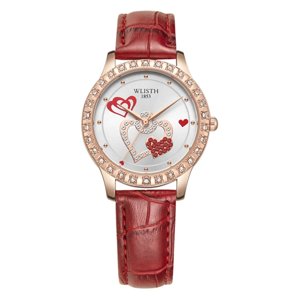 WLISTH S517 Women's Rhinestone Decor Bracelet Fashionable Quartz Watch - Red - 1