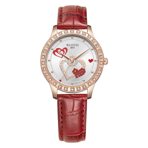 WLISTH S517 Women's Rhinestone Decor Bracelet Fashionable Quartz Watch - Red - 1
