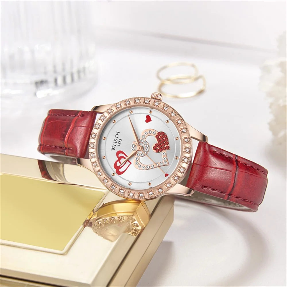 WLISTH S517 Women's Rhinestone Decor Bracelet Fashionable Quartz Watch - Red - 2