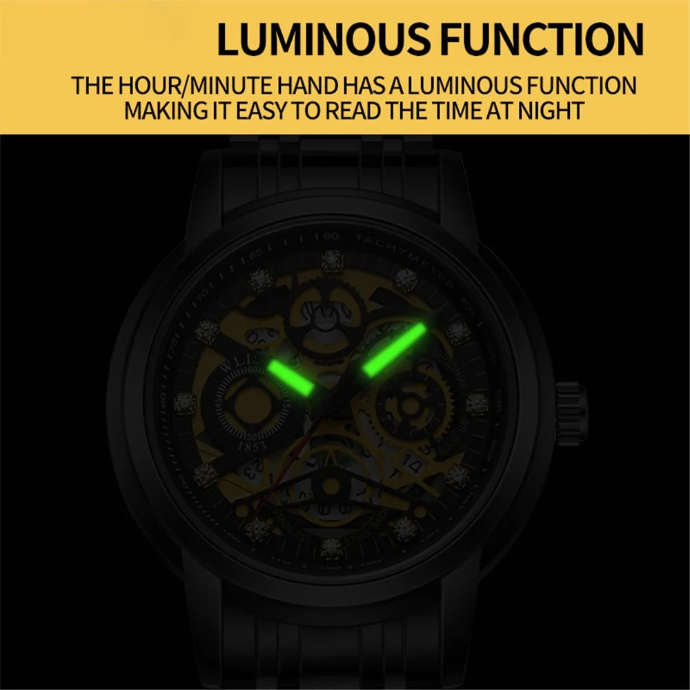 WLISTH S518 Men's Sports Quartz Watch Life Waterproof Luminous Wrist Bracelet - Gold - 4