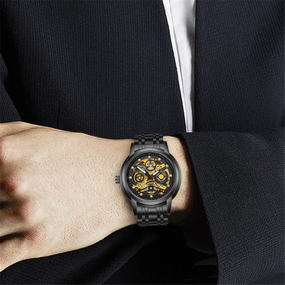 WLISTH S518 Men's Sports Quartz Watch Life Waterproof Luminous Wrist Bracelet - Gold - 6