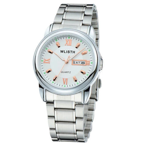 WLISTH S513 Men Fashion Date Week Analog Display Luminous Quartz Wrist Watch - Rose Gold Index - 1