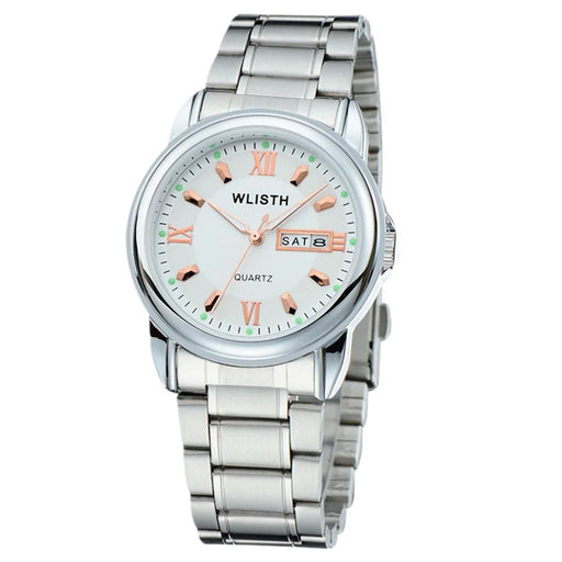 WLISTH S513 Men Fashion Date Week Analog Display Luminous Quartz Wrist Watch - Rose Gold Index - 1