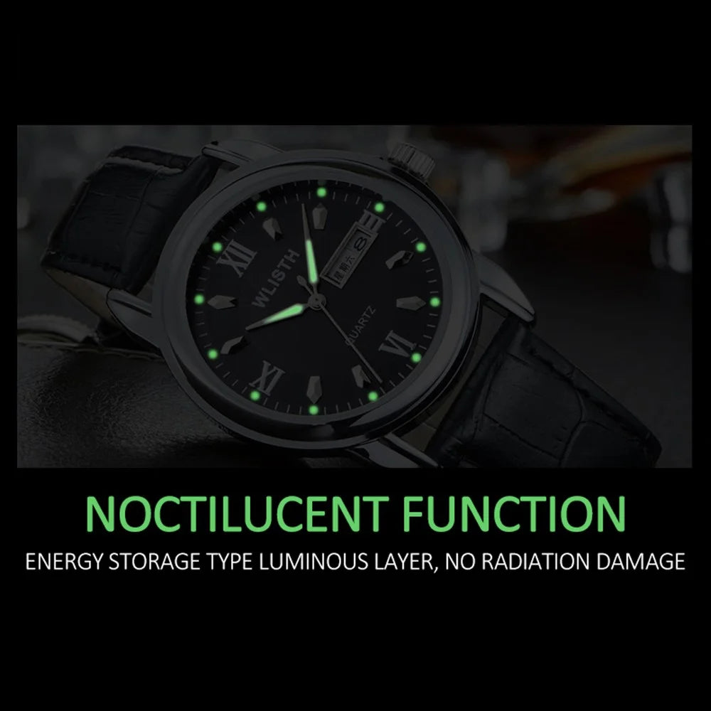 WLISTH S513 Men Fashion Date Week Analog Display Luminous Quartz Wrist Watch - Rose Gold Index - 4