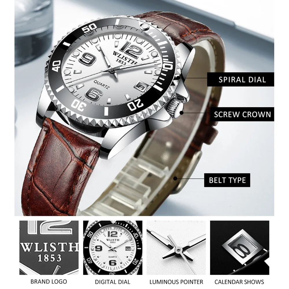 WLISTH S510 Luminous Men's Sports Quartz Watch Waterproof Wrist Bracelet - Steel Strap / White - 5