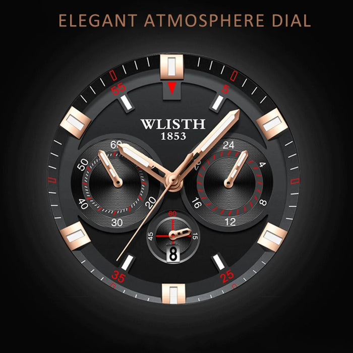 WLISTH S508 Men Calendar Luminous Quartz Watch with 3 Decorative Dials - Silver Case+Brown Dial+Steel Strap - 3