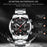 WLISTH S508 Men Calendar Luminous Quartz Watch with 3 Decorative Dials - Silver Case+Brown Dial+Steel Strap - 5