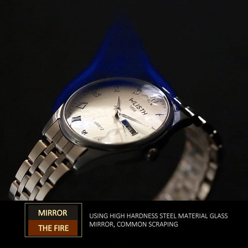 WLISTH S502 Blue Light Glass Calendar Display Waterproof Quartz Watch - Black+Silver / For Men - 2