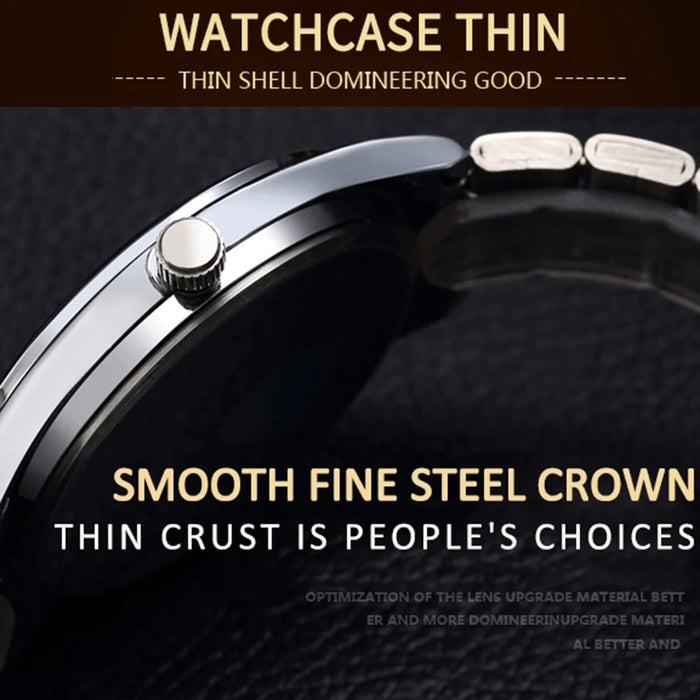 WLISTH S502 Blue Light Glass Calendar Display Waterproof Quartz Watch - Black+Silver / For Men - 4