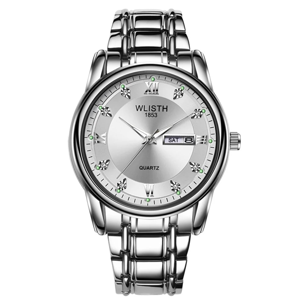 WLISTH S506 Men's Waterproof Calendar Date Week Display Quartz Watch - Silver - 1