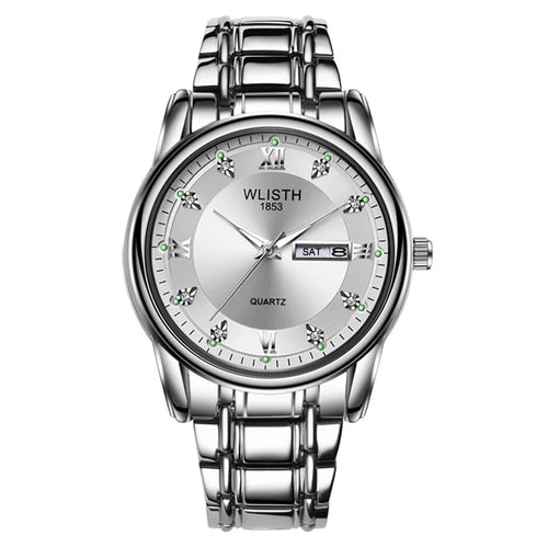 WLISTH S506 Men's Waterproof Calendar Date Week Display Quartz Watch - Silver - 1