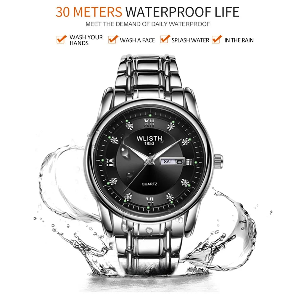 WLISTH S506 Men's Waterproof Calendar Date Week Display Quartz Watch - Silver - 2
