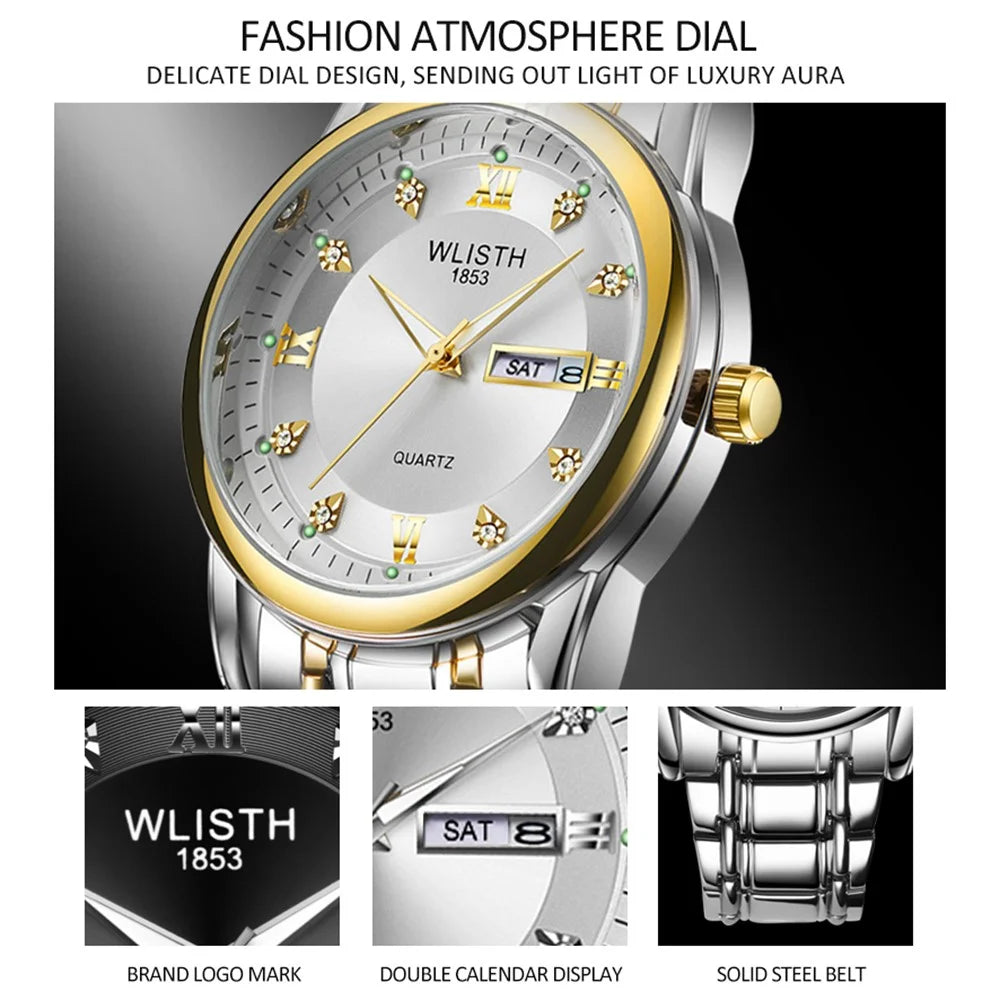 WLISTH S506 Men's Waterproof Calendar Date Week Display Quartz Watch - Silver - 5