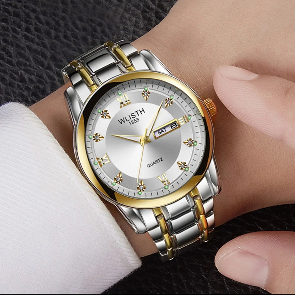 WLISTH S506 Men's Waterproof Calendar Date Week Display Quartz Watch - Silver - 6
