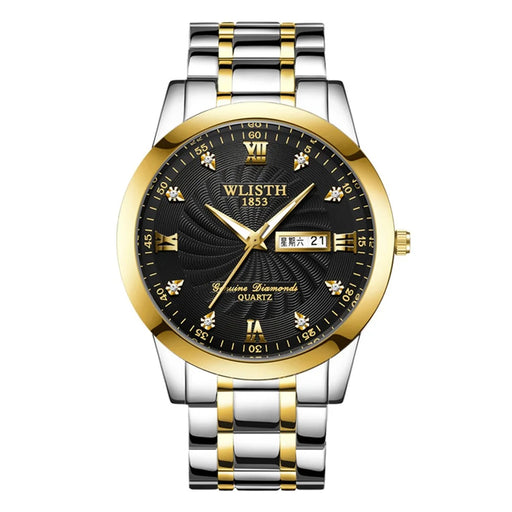 WLISTH Q351 Luminous Quartz Watch Bracelet with Calendar+Week Display - Black / For Men - 1