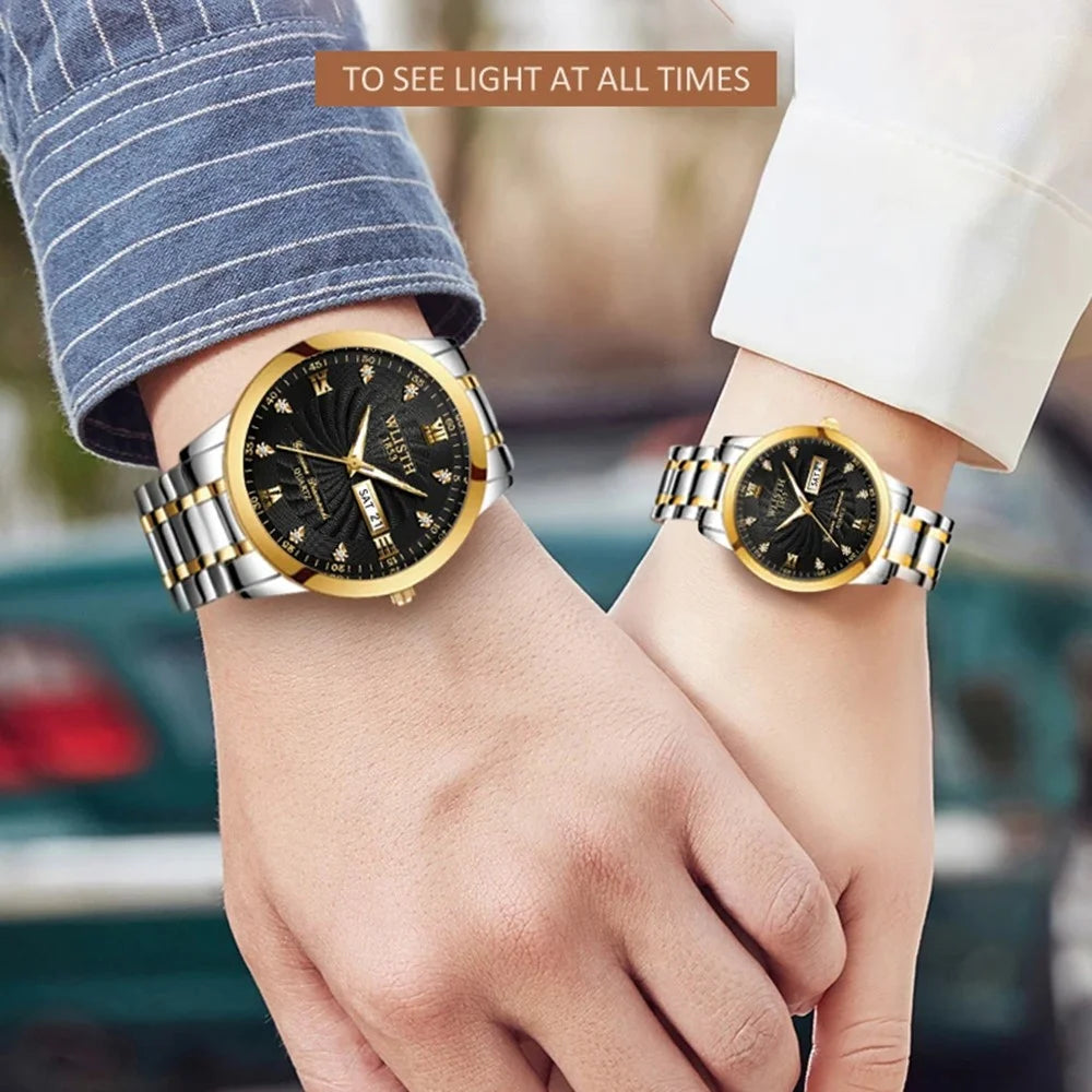 WLISTH Q351 Luminous Quartz Watch Bracelet with Calendar+Week Display - Black / For Men - 2