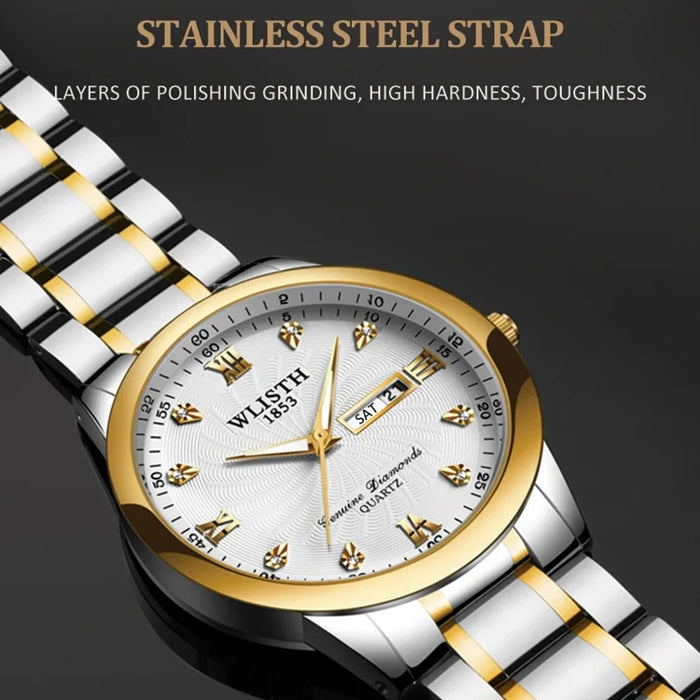 WLISTH Q351 Luminous Quartz Watch Bracelet with Calendar+Week Display - Black / For Men - 5