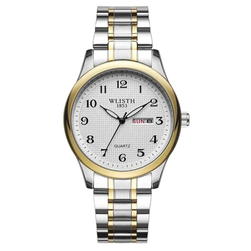 WLISTH S6150 Quartz Watch Luminous Wrist Bracelet with Stainless Steel Strap - Gold / for Men - 1