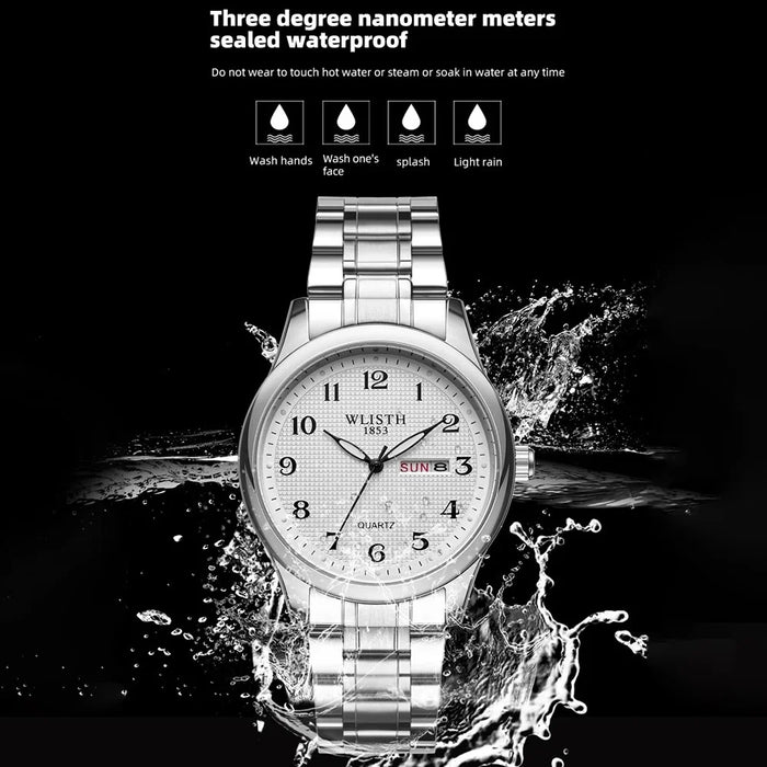 WLISTH S6150 Quartz Watch Luminous Wrist Bracelet with Stainless Steel Strap - Gold / for Men - 4