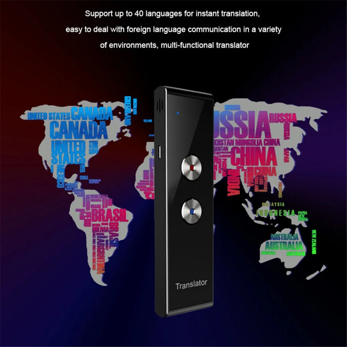 T8+ Bluetooth-compatible 40 Languages Speech Instant Translator for Travel, Learning - Black - 2
