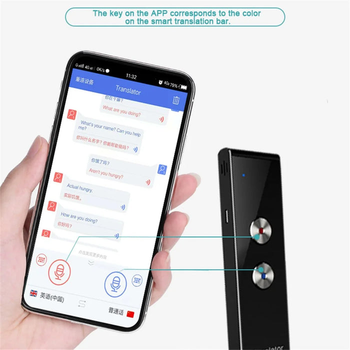 T8+ Bluetooth-compatible 40 Languages Speech Instant Translator for Travel, Learning - Black - 3