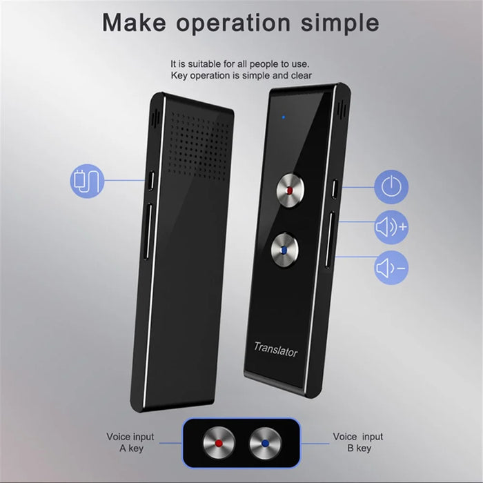 T8+ Bluetooth-compatible 40 Languages Speech Instant Translator for Travel, Learning - Black - 5