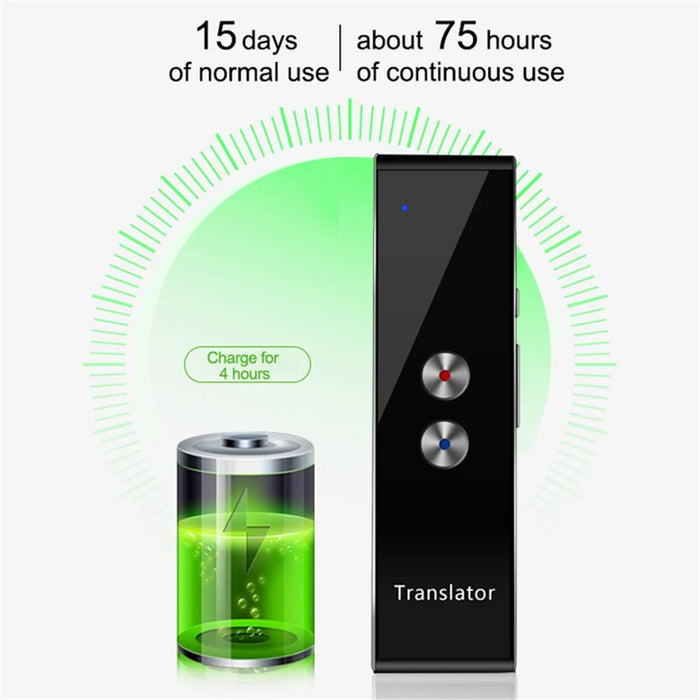 T8+ Bluetooth-compatible 40 Languages Speech Instant Translator for Travel, Learning - Black - 6