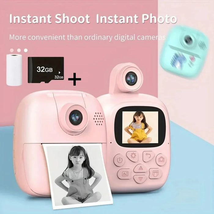 A19 Kids Instant Print Camera 24MP Zero Ink Kids Digital Camera Child Selfie Camera Toy - Pink - 2