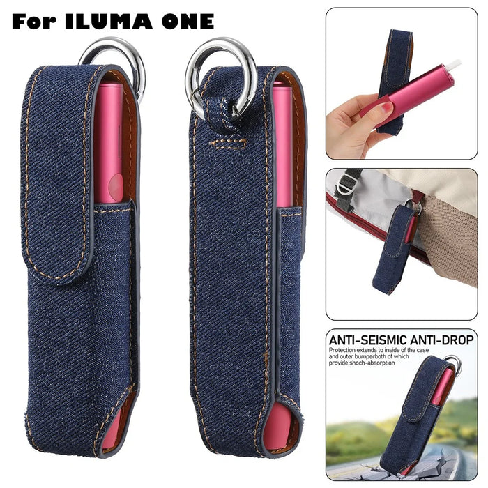 Storage Bag for IQOS Iluma One Cigarette Protective Cover E-Cigarette Holder - Denim Dark Blue - 2
