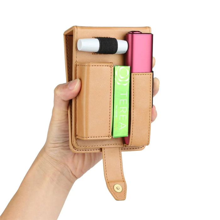 For IQOS Iluma One / Multi Protective Case E-Cigarette Holder Storage Bag - Light Brown - 2