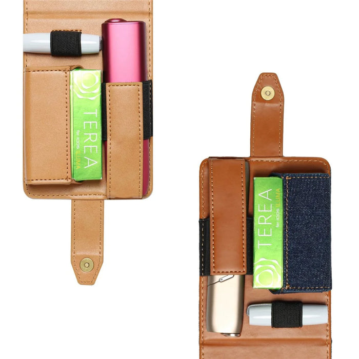 For IQOS Iluma One / Multi Protective Case E-Cigarette Holder Storage Bag - Light Brown - 5