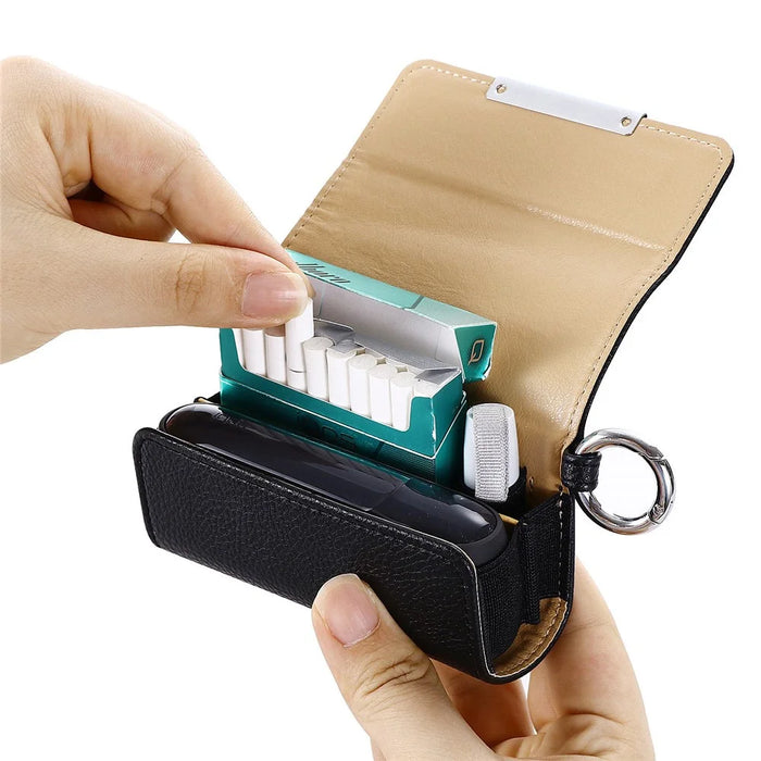 For IQOS 3 / Iluma Prime Case PU Leather Portable Electronic Cigarette Storage Bag - Black - 2
