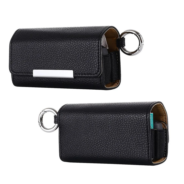 E-Cigarette Case for IQOS 3 / 3 Duo , Portable PU Leather Litchi Texture Storage Bag - Black - 1