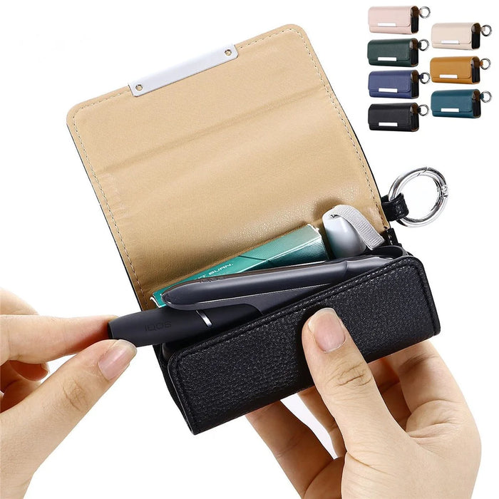 E-Cigarette Case for IQOS 3 / 3 Duo , Portable PU Leather Litchi Texture Storage Bag - Black - 3