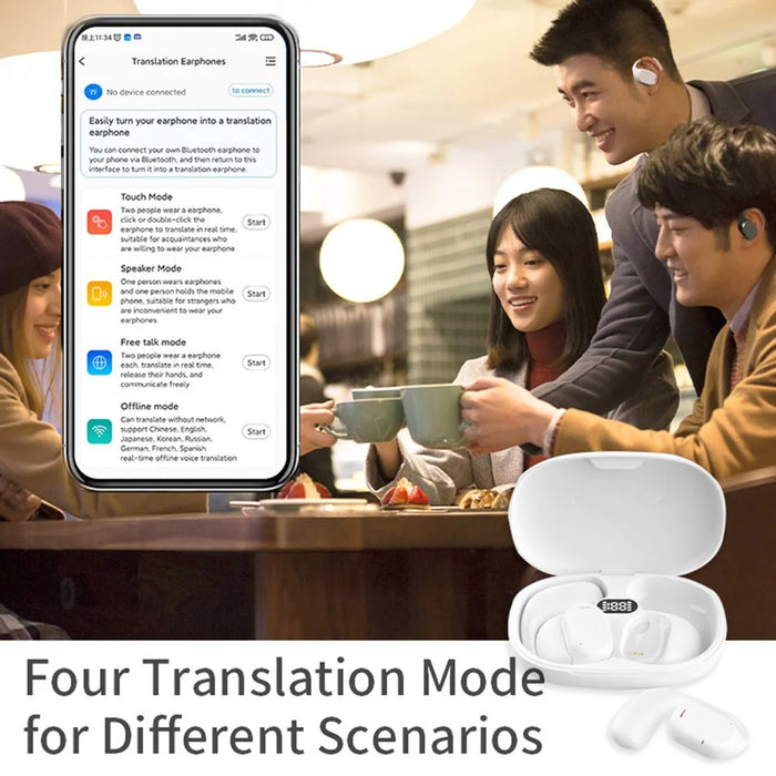B66 Smart Bluetooth-compatible Translator Earbuds Real Time Earphone Translator Device for Business Travel Learning - Black - 6