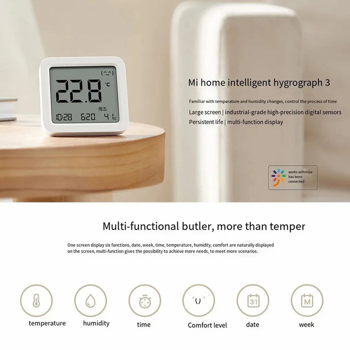 XIAOMI MIJIA MJWSDO5MMC Smart Thermometer Home Hygrometer Clock Humidity Monitor (Chinese Version) - 2