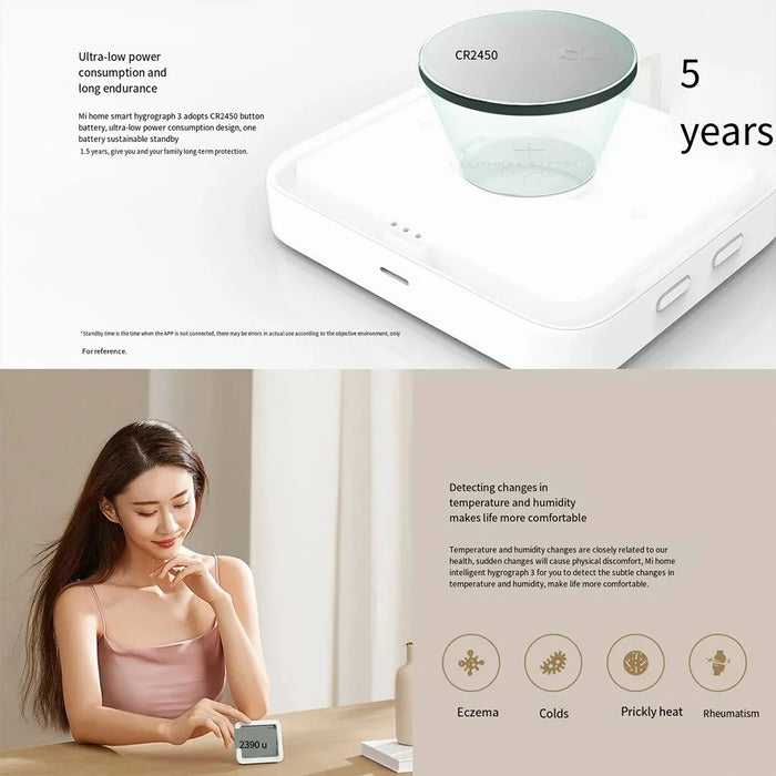 XIAOMI MIJIA MJWSDO5MMC Smart Thermometer Home Hygrometer Clock Humidity Monitor (Chinese Version) - 6