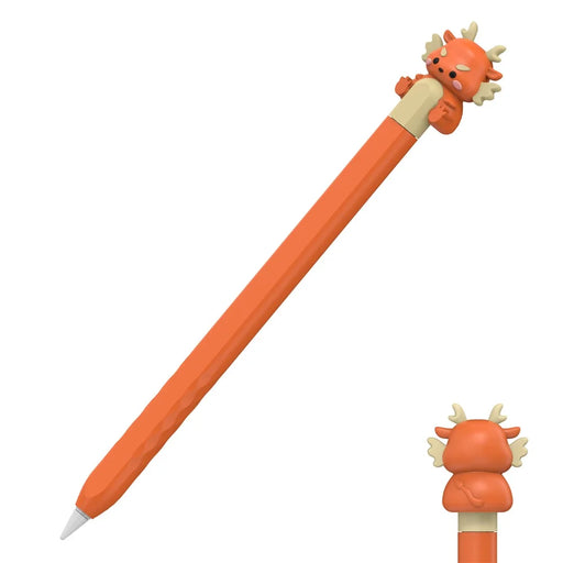 AHASTYLE PT129-2 For Apple Pencil (2nd Generation) Cartoon Dragon Silicone Sleeve Stylus Pen Protective Cover - Orange - 1